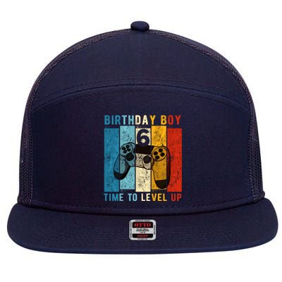 6 Year Old Birthday Boy 6 Time To Level Up 6th Birthday Boy 7 Panel Mesh Trucker Snapback Hat