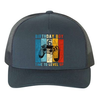 6 Year Old Birthday Boy 6 Time To Level Up 6th Birthday Boy Yupoong Adult 5-Panel Trucker Hat