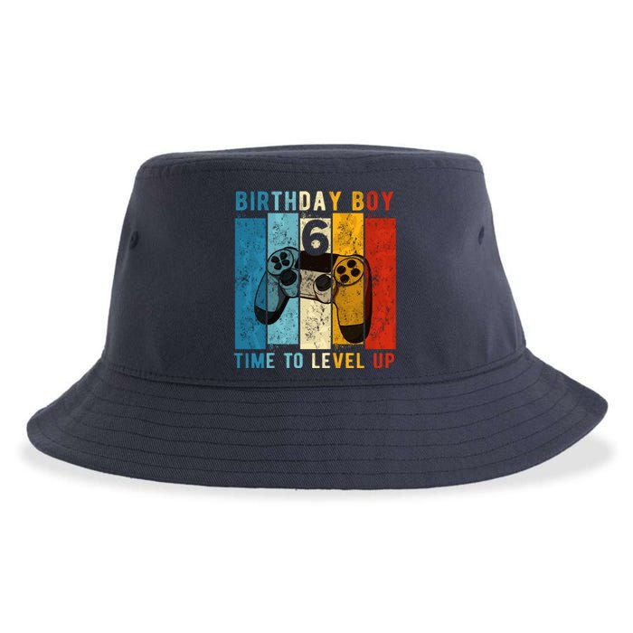 6 Year Old Birthday Boy 6 Time To Level Up 6th Birthday Boy Sustainable Bucket Hat