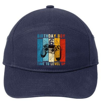 6 Year Old Birthday Boy 6 Time To Level Up 6th Birthday Boy 7-Panel Snapback Hat