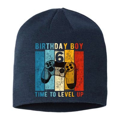 6 Year Old Birthday Boy 6 Time To Level Up 6th Birthday Boy Sustainable Beanie