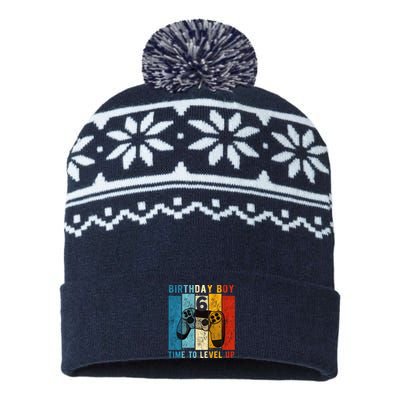 6 Year Old Birthday Boy 6 Time To Level Up 6th Birthday Boy USA-Made Snowflake Beanie