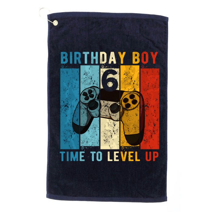 6 Year Old Birthday Boy 6 Time To Level Up 6th Birthday Boy Platinum Collection Golf Towel