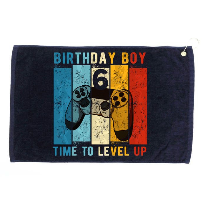 6 Year Old Birthday Boy 6 Time To Level Up 6th Birthday Boy Grommeted Golf Towel