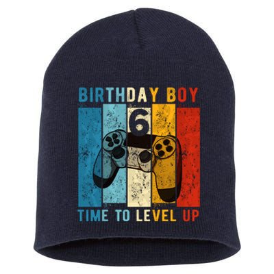 6 Year Old Birthday Boy 6 Time To Level Up 6th Birthday Boy Short Acrylic Beanie