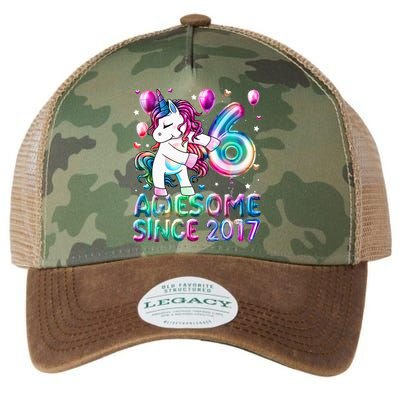 6 Years Old Unicorn Flossing 6th Birthday Girl Unicorn Party Legacy Tie Dye Trucker Hat