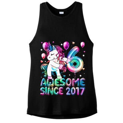 6 Years Old Unicorn Flossing 6th Birthday Girl Unicorn Party Ladies PosiCharge Tri-Blend Wicking Tank