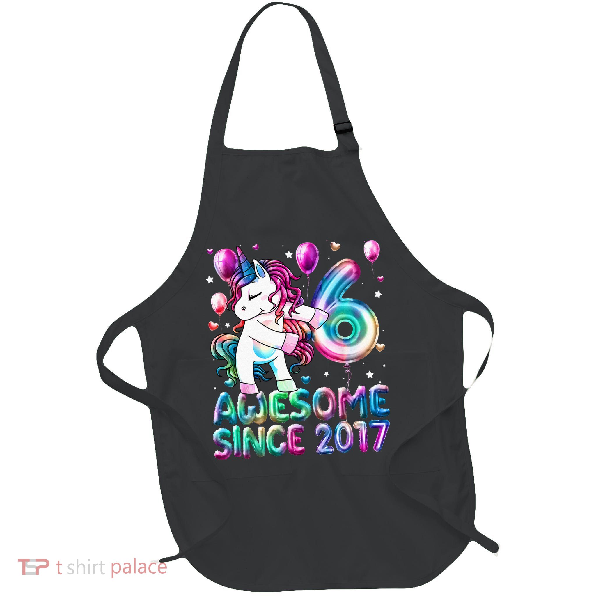 6 Years Old Unicorn Flossing 6th Birthday Girl Unicorn Party Apron