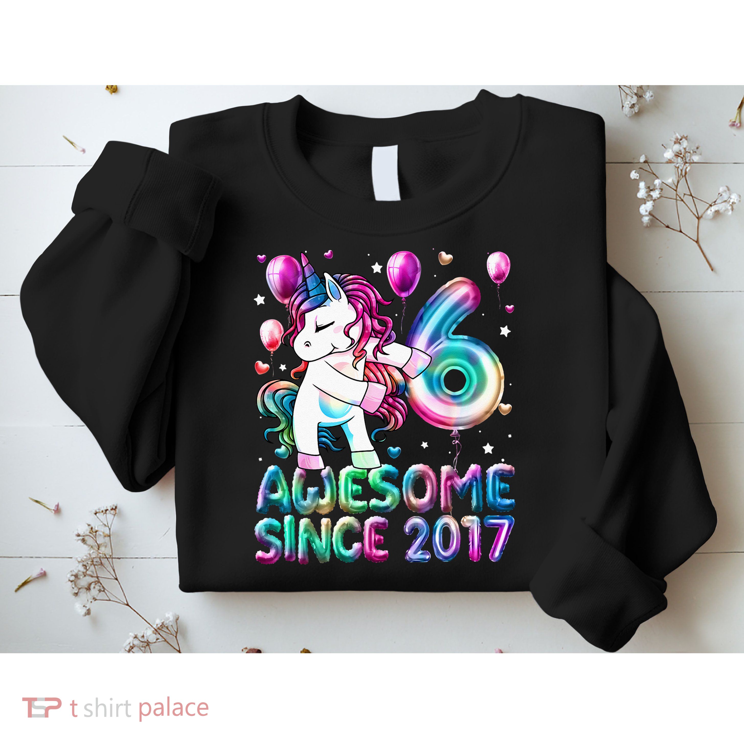 6 Years Old Unicorn Flossing 6th Birthday Girl Unicorn Party Sweatshirt