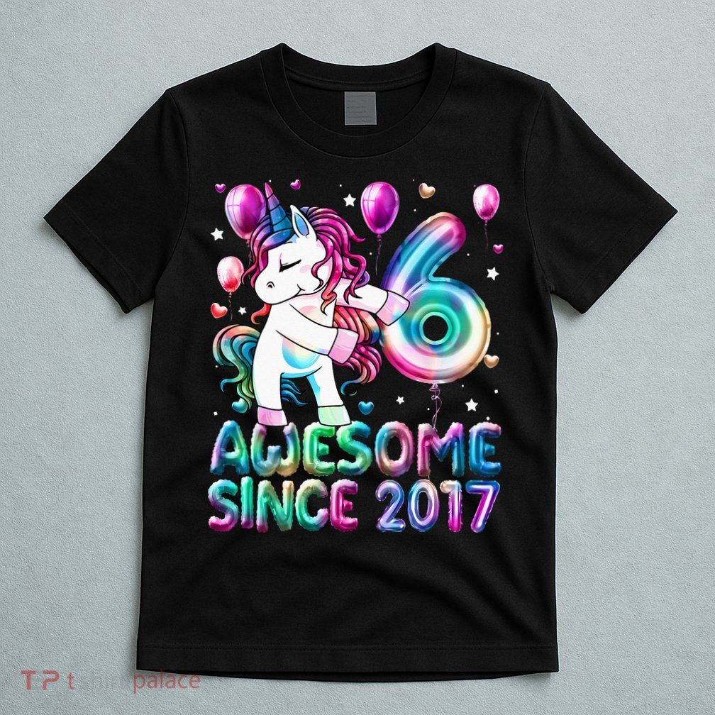 6 Years Old Unicorn Flossing 6th Birthday Girl Unicorn Party T-Shirt