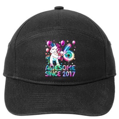 6 Years Old Unicorn Flossing 6th Birthday Girl Unicorn Party 7-Panel Snapback Hat