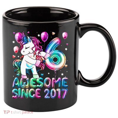 6 Years Old Unicorn Flossing 6th Birthday Girl Unicorn Party 11oz C Handle Ceramic Mug