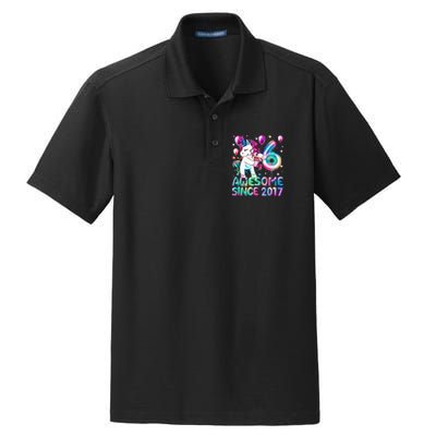6 Years Old Unicorn Flossing 6th Birthday Girl Unicorn Party Dry Zone Grid Polo
