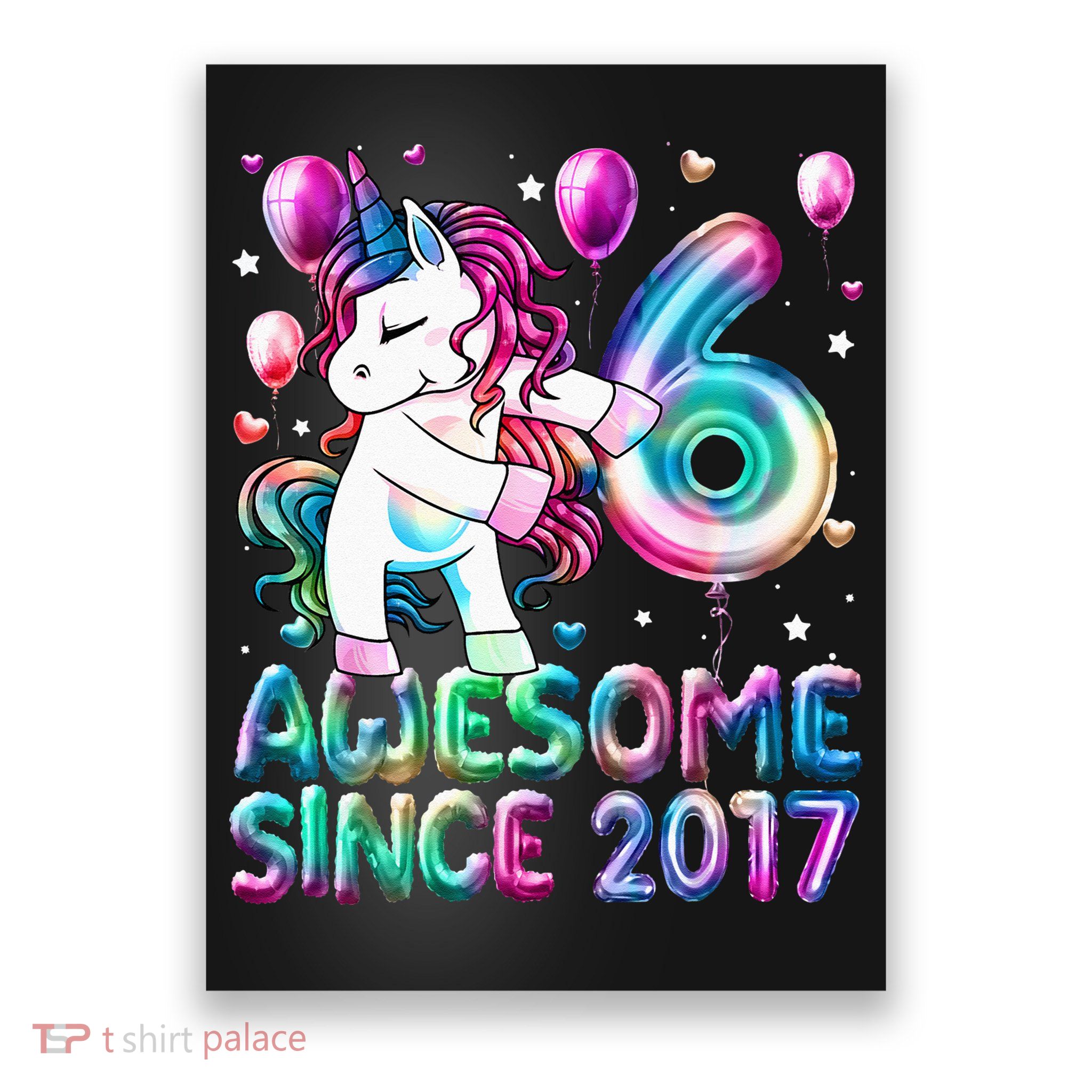 6 Years Old Unicorn Flossing 6th Birthday Girl Unicorn Party Poster