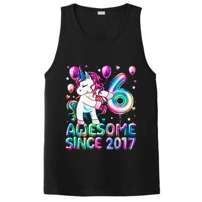 6 Years Old Unicorn Flossing 6th Birthday Girl Unicorn Party PosiCharge Competitor Tank