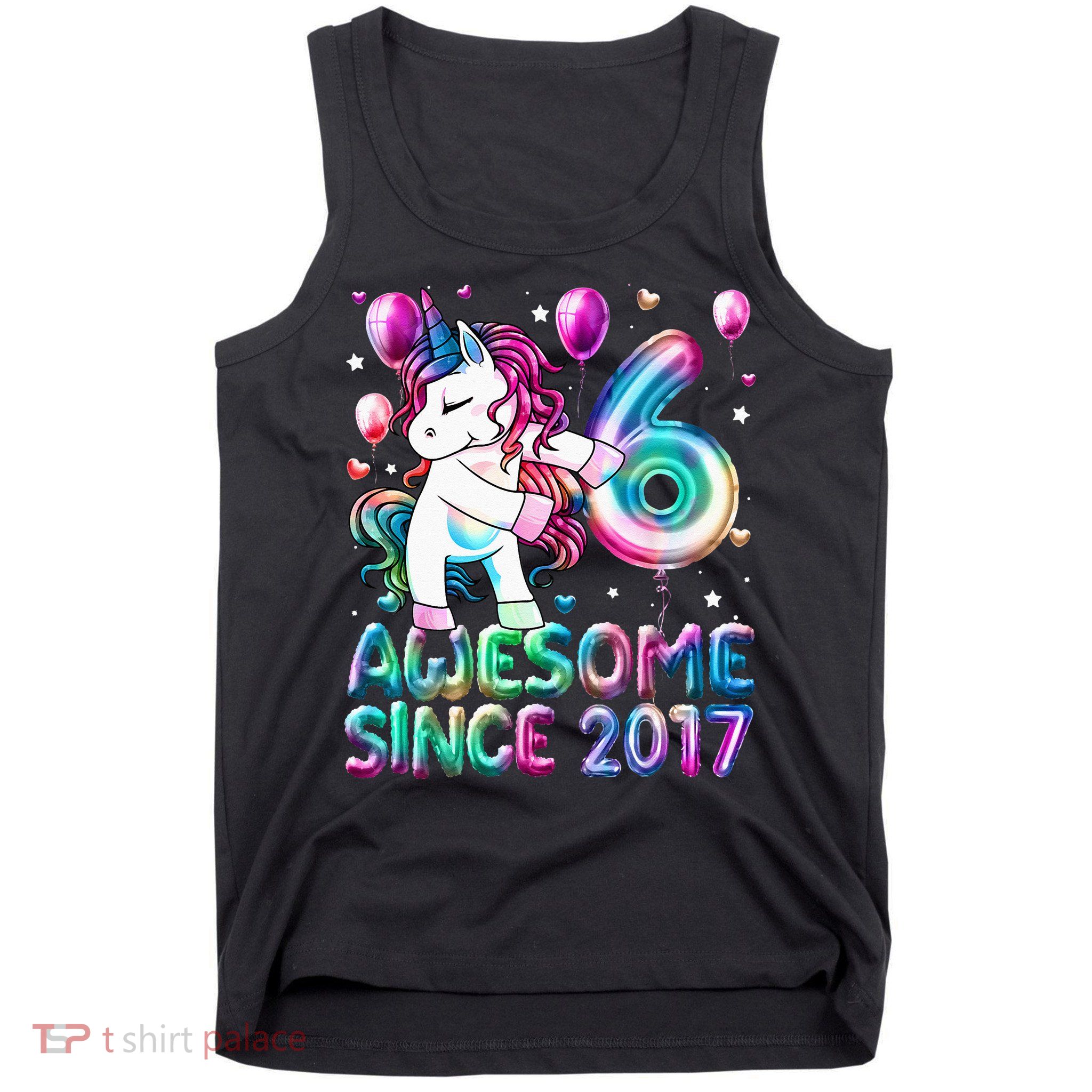 6 Years Old Unicorn Flossing 6th Birthday Girl Unicorn Party Tank Top