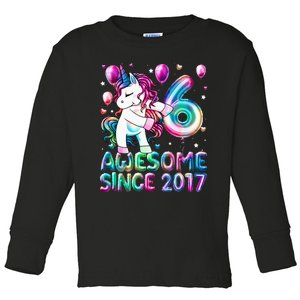 6 Years Old Unicorn Flossing 6th Birthday Girl Unicorn Party Toddler Long Sleeve Shirt