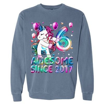 6 Years Old Unicorn Flossing 6th Birthday Girl Unicorn Party Garment-Dyed Sweatshirt