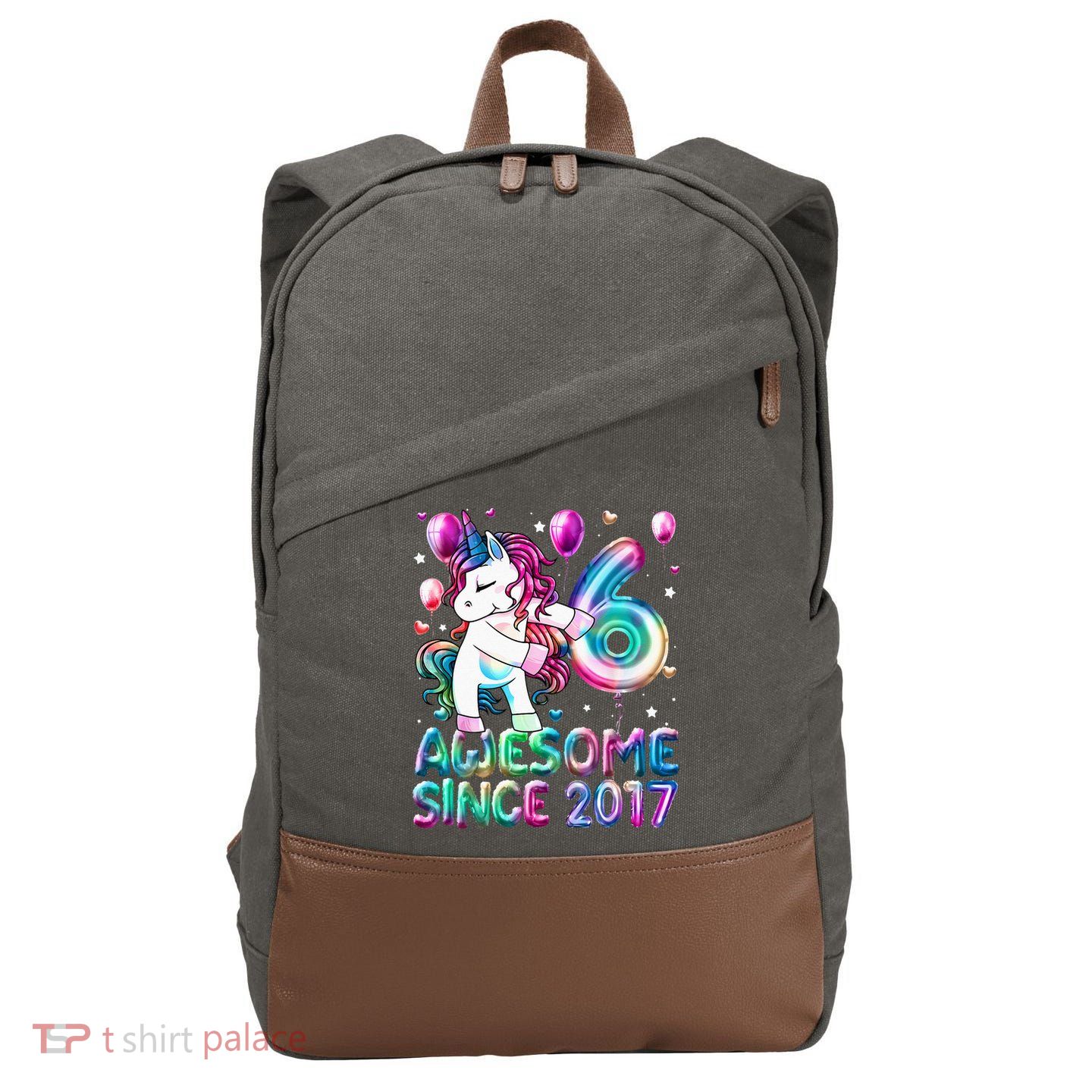 6 Years Old Unicorn Flossing 6th Birthday Girl Unicorn Party Cotton Canvas Backpack