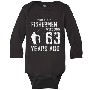 63 Year Old Fishing Fishermen Gifts For Birthday Baby Long Sleeve Bodysuit