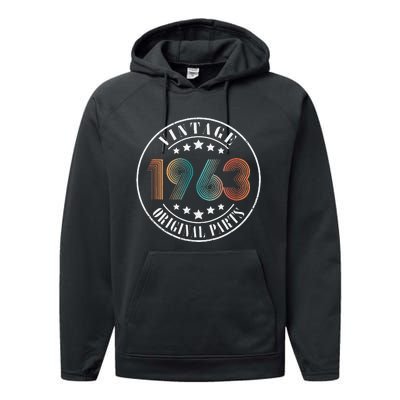 60 Years Old 60th Birthday Women Vintage 1963 Performance Fleece Hoodie