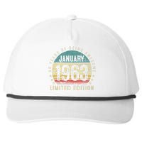 60 Years Old Gifts Vintage January 1963 60th Birthday Gift Snapback Five-Panel Rope Hat