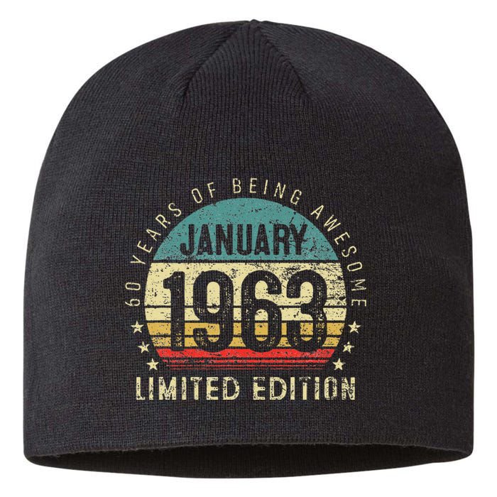 60 Years Old Gifts Vintage January 1963 60th Birthday Gift Sustainable Beanie