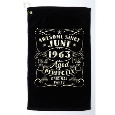 60 Year Old Awesome Since June 1963 60th Birthday Platinum Collection Golf Towel