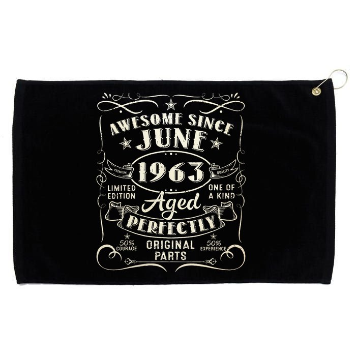 60 Year Old Awesome Since June 1963 60th Birthday Grommeted Golf Towel