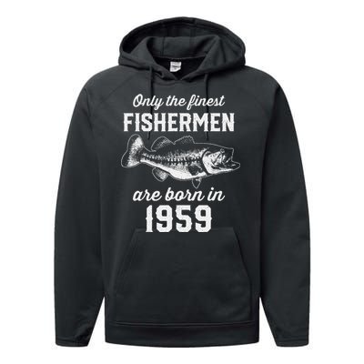 64 Year Old Fisherman Fishing 1959 64th Birthday Performance Fleece Hoodie