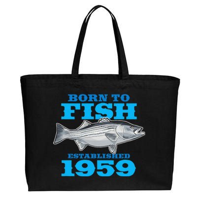 64 Year Old Fishing Fisherman 1959 64th Birthday Cotton Canvas Jumbo Tote