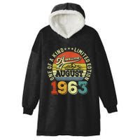 60 Years Old Gifts Awesome Since August 1963 60th Birthday Hooded Wearable Blanket