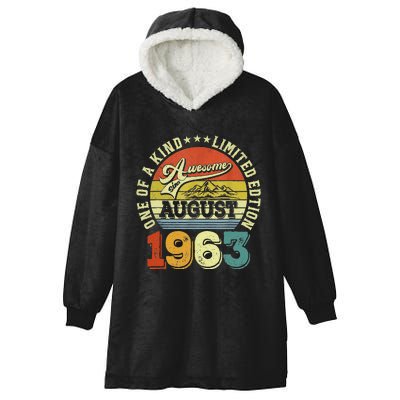 60 Years Old Gifts Awesome Since August 1963 60th Birthday Hooded Wearable Blanket