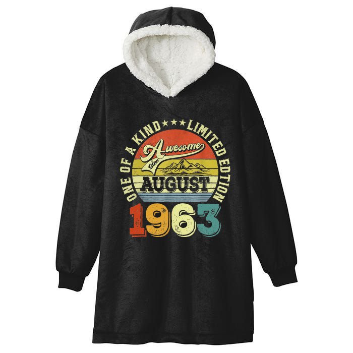 60 Years Old Gifts Awesome Since August 1963 60th Birthday Hooded Wearable Blanket