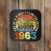 60 Years Old Gifts Awesome Since August 1963 60th Birthday Coaster