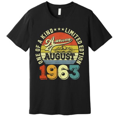 60 Years Old Gifts Awesome Since August 1963 60th Birthday Premium T-Shirt