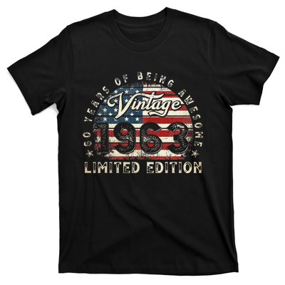 60 Year Old Gifts Vintage 1963 American Flag 60th Birthday T-Shirt