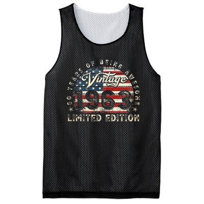 60 Year Old Gifts Vintage 1963 American Flag 60th Birthday Mesh Reversible Basketball Jersey Tank