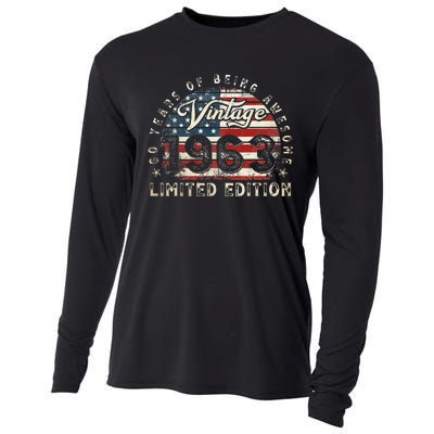 60 Year Old Gifts Vintage 1963 American Flag 60th Birthday Cooling Performance Long Sleeve Crew