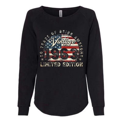 60 Year Old Gifts Vintage 1963 American Flag 60th Birthday Womens California Wash Sweatshirt