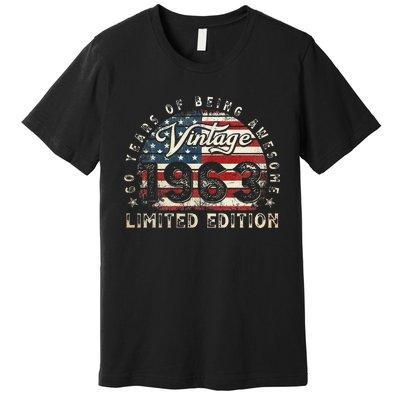 60 Year Old Gifts Vintage 1963 American Flag 60th Birthday Premium T-Shirt