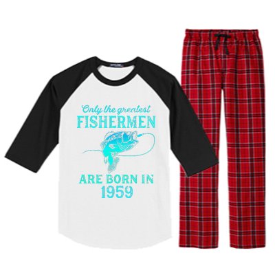 64 Years Old Fisherman Born In 1959 64th Birthday Raglan Sleeve Pajama Set