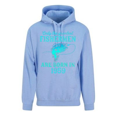 64 Years Old Fisherman Born In 1959 64th Birthday Unisex Surf Hoodie