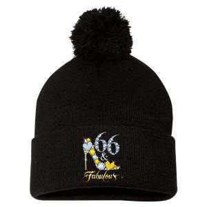 66 years old It's my Birthday 66th Birthday Diamond Crown Pom Pom 12in Knit Beanie