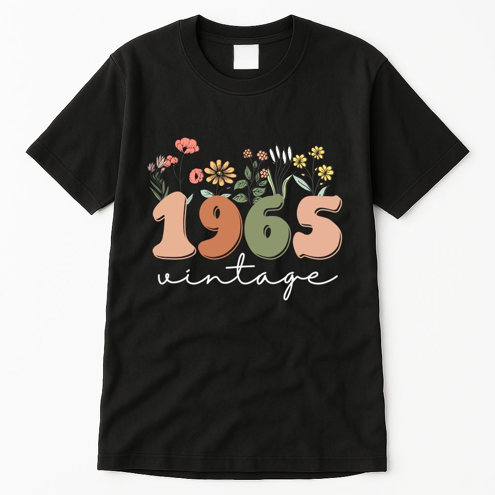 60 Years Old Vintage 1965 60th Birthday Wildflower Tall T-Shirt