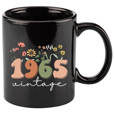 60 Years Old Vintage 1965 60th Birthday Wildflower 11oz C Handle Ceramic Mug