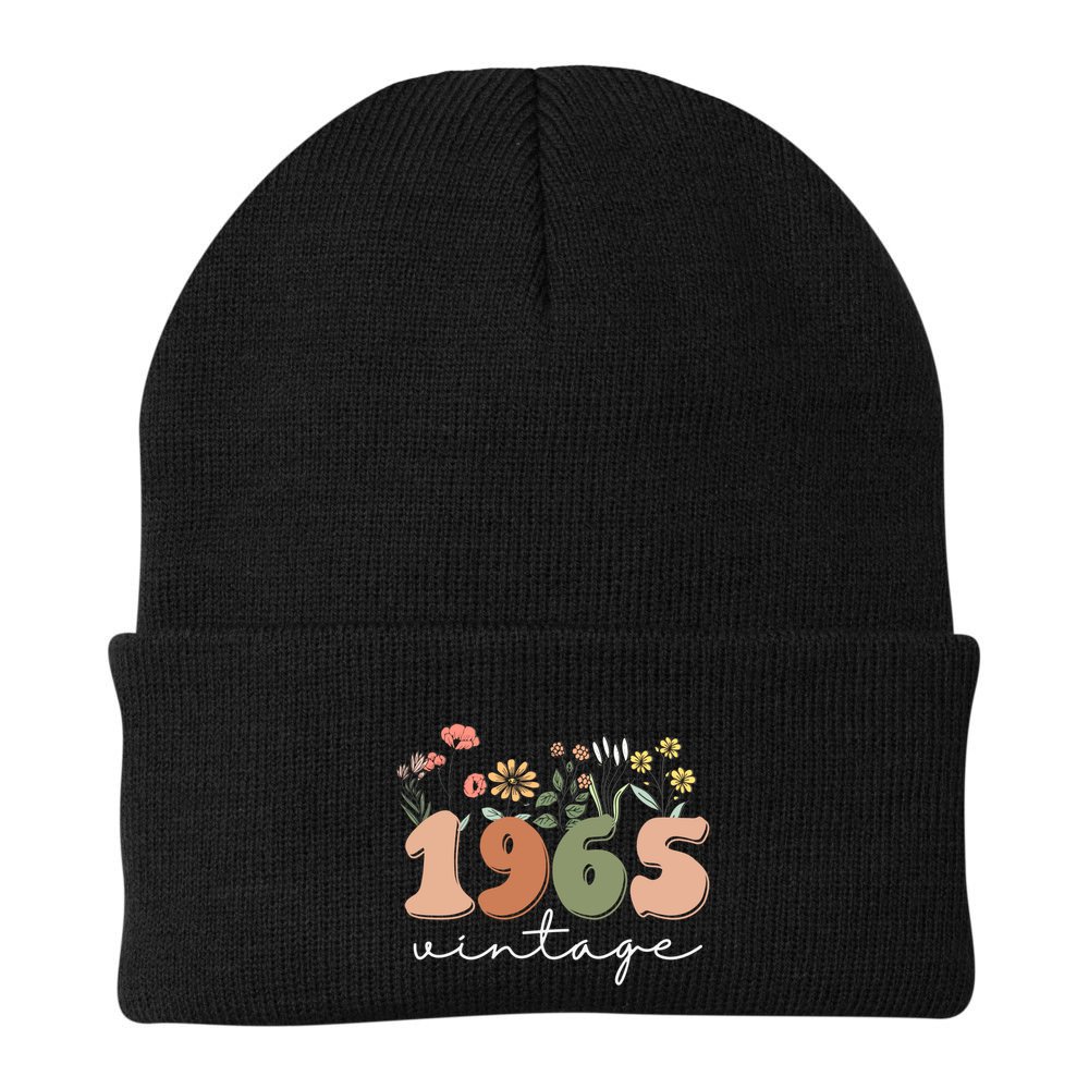 60 Years Old Vintage 1965 60th Birthday Wildflower Beanie