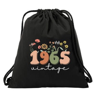 60 Years Old Vintage 1965 60th Birthday Wildflower Drawstring Bag