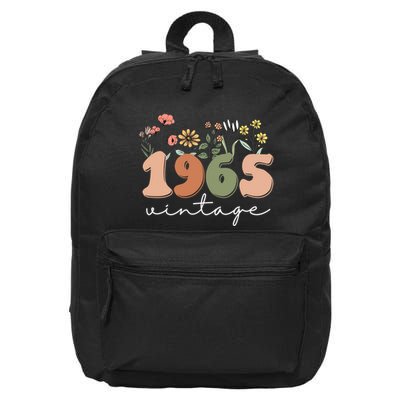 60 Years Old Vintage 1965 60th Birthday Wildflower 16 in Basic Backpack