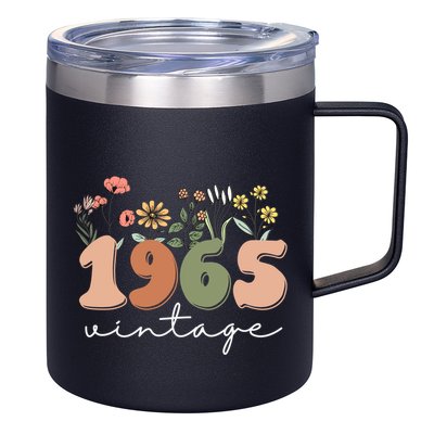 60 Years Old Vintage 1965 60th Birthday Wildflower 12oz Stainless Steel Coffee Mug